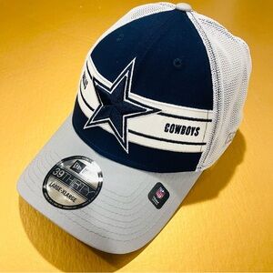 New Era NFL Blue White Grey Dallas Cowboys Stretch Flex Fit 39 Thirty Men’s Hat